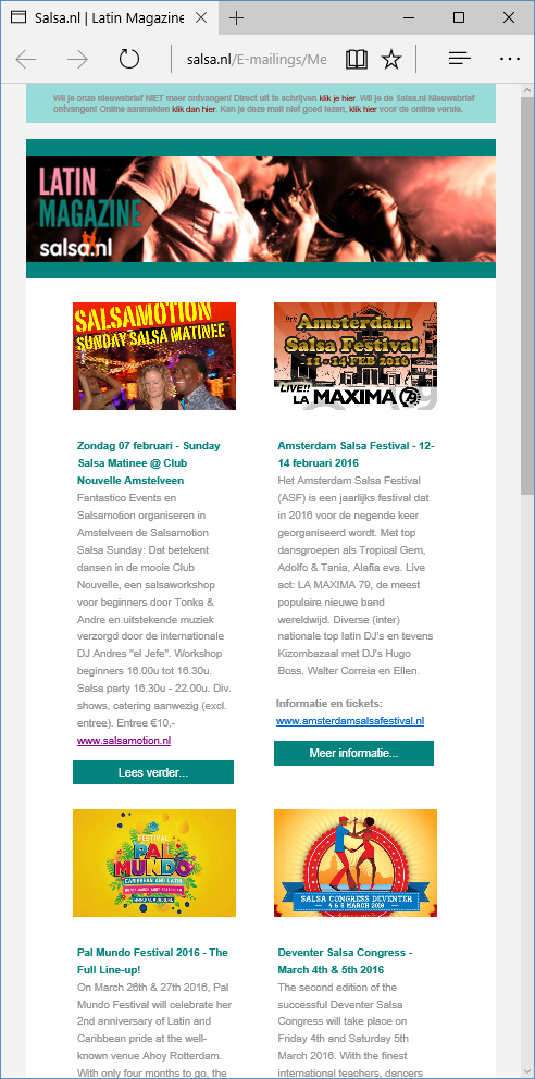 Salsa.nl Nieuwsbrief voorbeeld